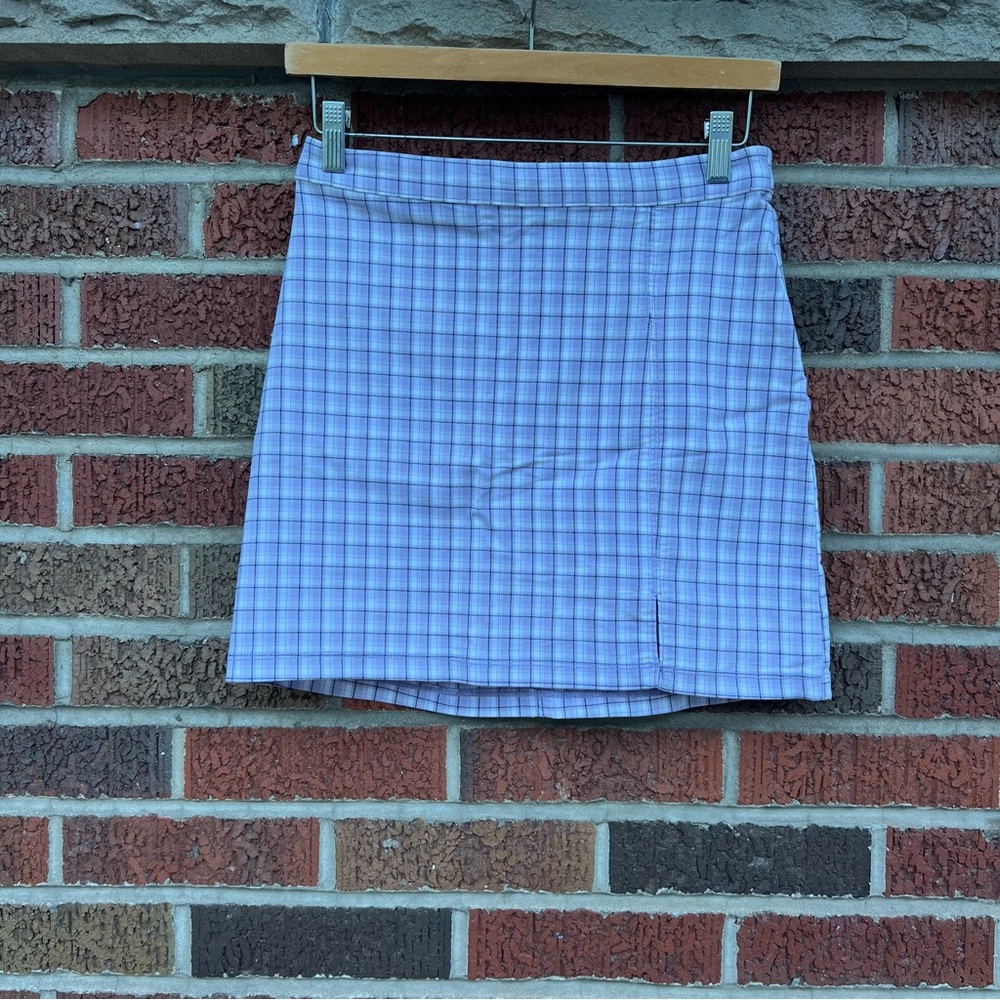 Hollister Purple and Pink and White Plaid High Waist Mini Skirt